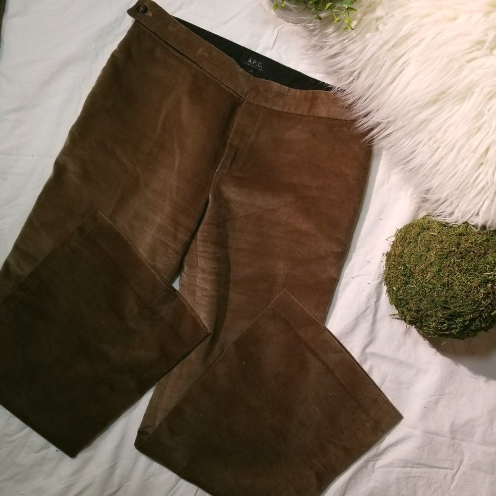 A.P.C. brown velvet flare leg trousers
